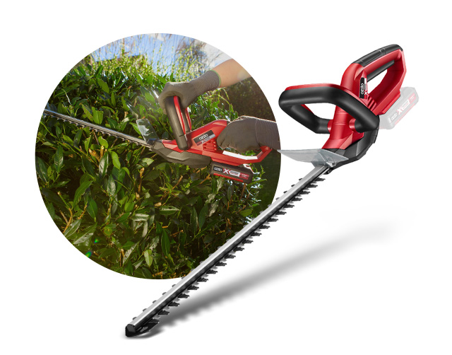 A battery-powered hedge saw