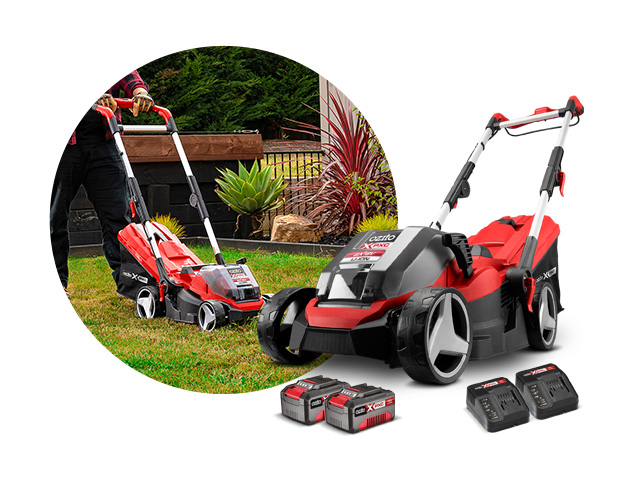 A battery-powered lawnmower