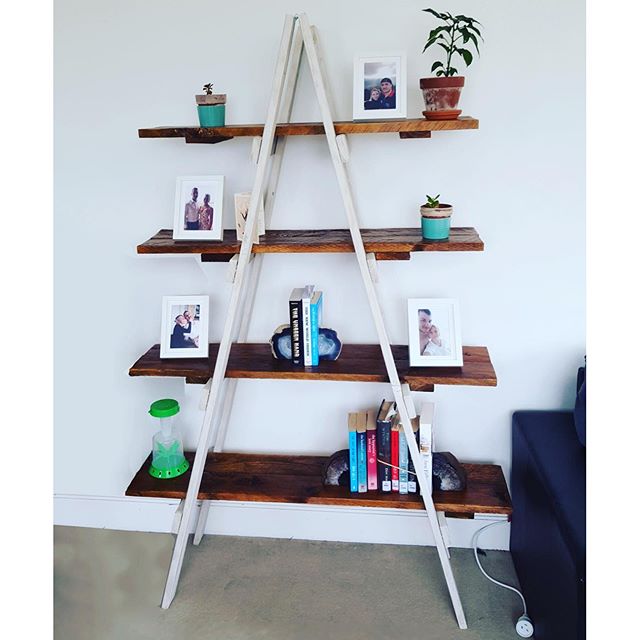 A ladder shelf