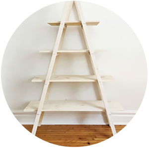  A ladder shelf